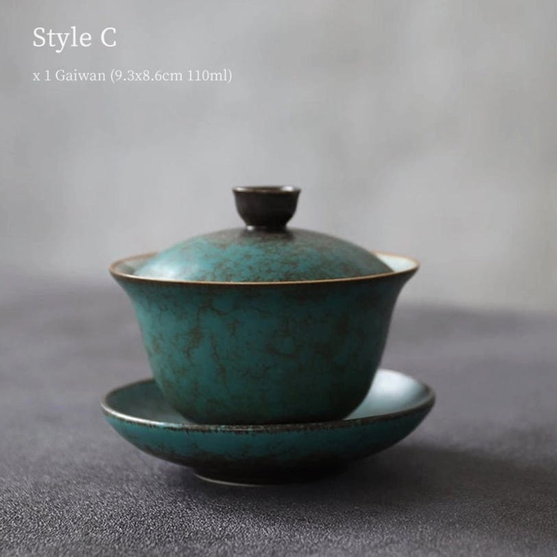 retro peacock glaze gaiwan 110ml style c with lid and saucer