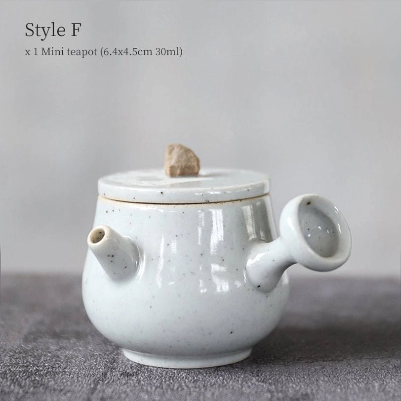 top view of rock shape lid knob on mini ceramic teapot