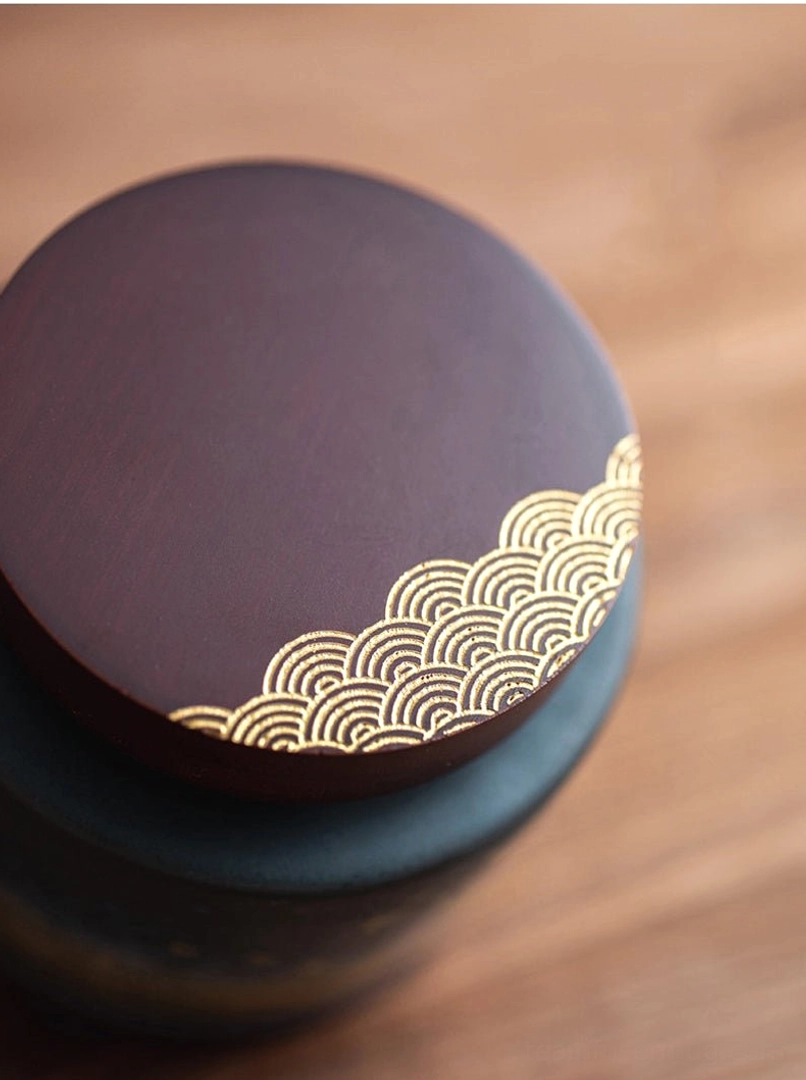 round and square ceramic tea canisters with nature scenic patterns