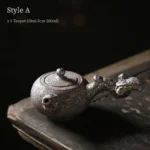 rust glazed ceramic kyusu teapot style a natural branch handle