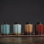 full view of glazed sealed ceramic tea storage canister