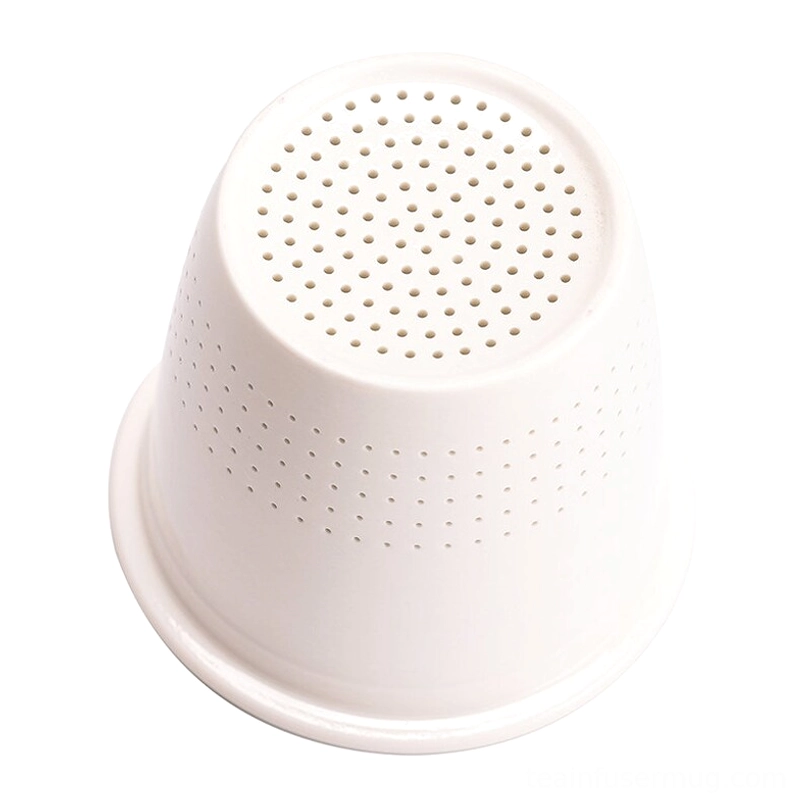 Shiba Inu tea infuser mug with lid lifted showing the infuser inside