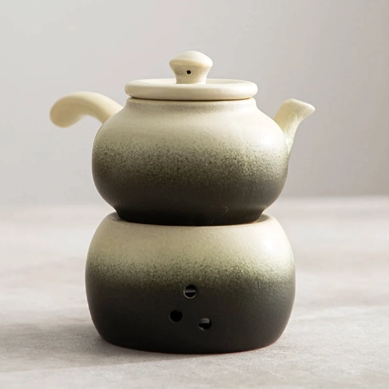 side profile view of matte gradient ceramic kyusu teapot