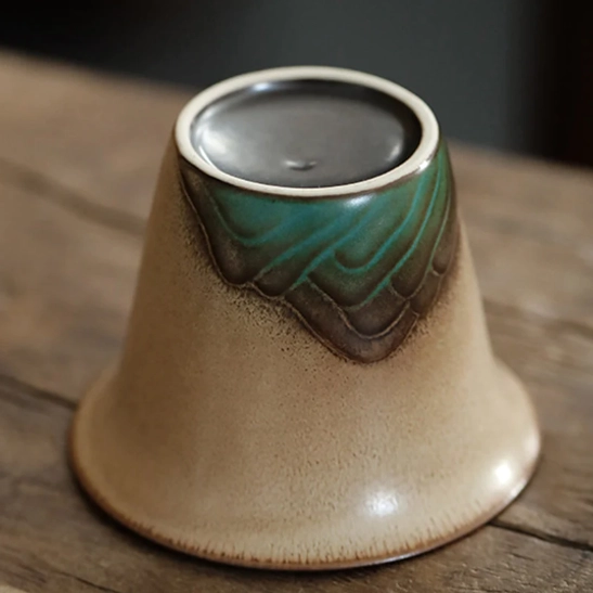 side view of 100ml ceramic mountain tea canister for loose leaf storage