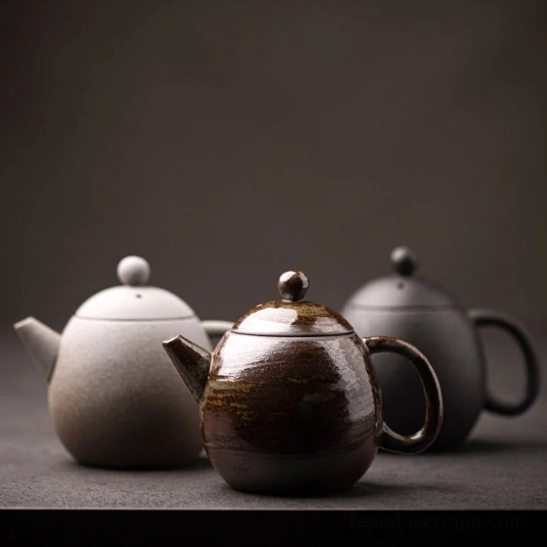 side profile of 200ml small japanese clay tea pot