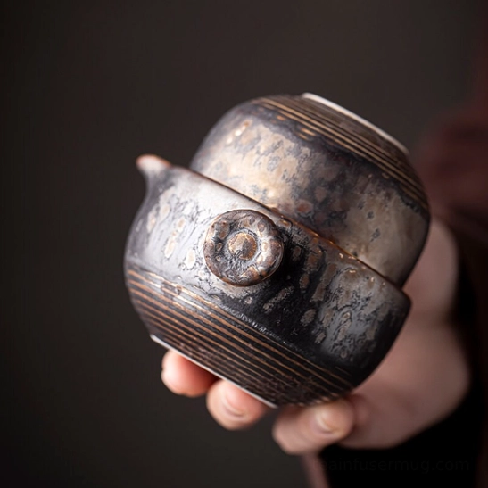 Side view of teapot for portable travel tea set