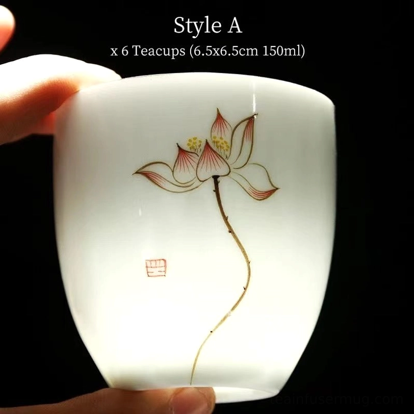Chinese porcelain Zen tea cup side view showing thin ceramic body