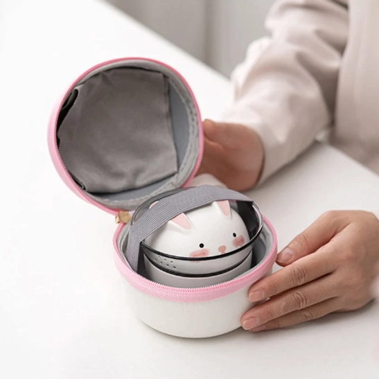 size reference of closed portable travel tea set carrying case