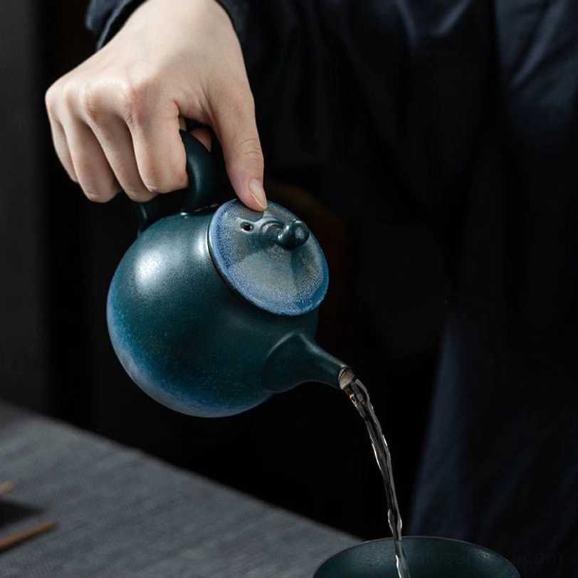 size reference of 210ml starry sky ceramic teapot with infuser