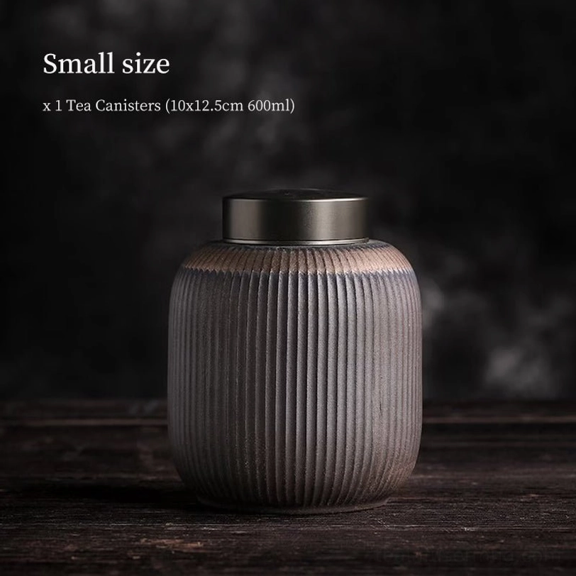 small size ceramic tea storage canister front view