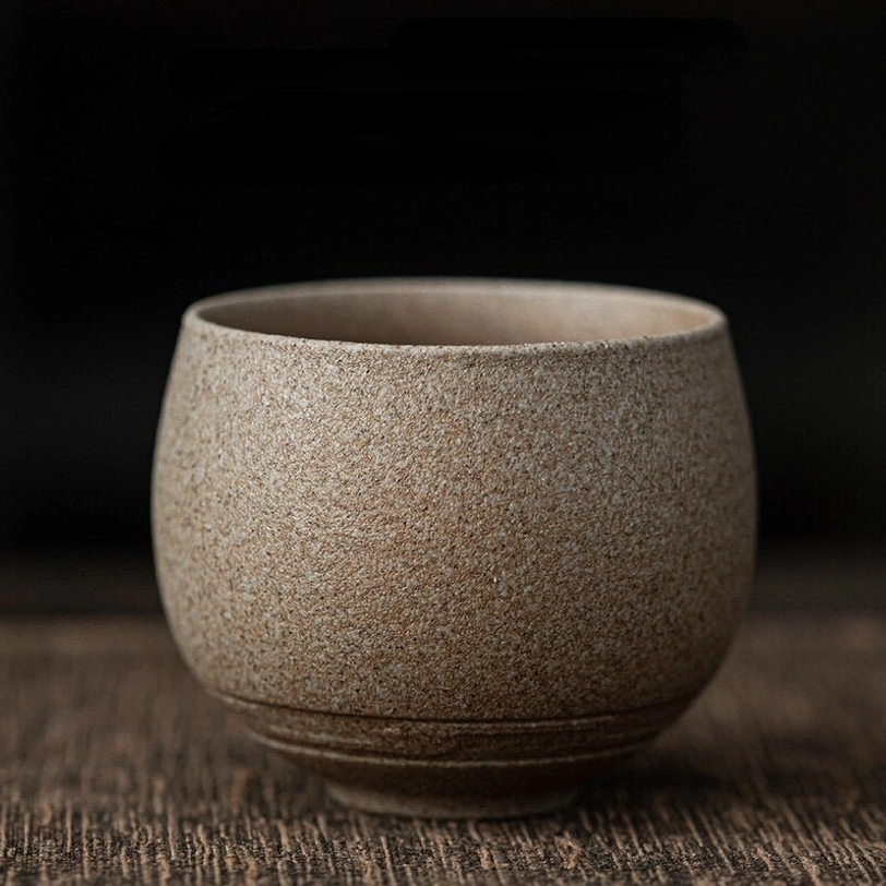 solid light brown matte Chinese clay kung fu tea cup
