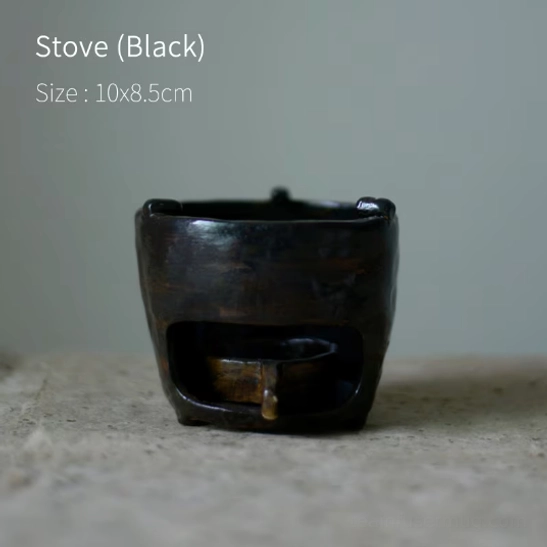 Standalone black ceramic tea warmer stove
