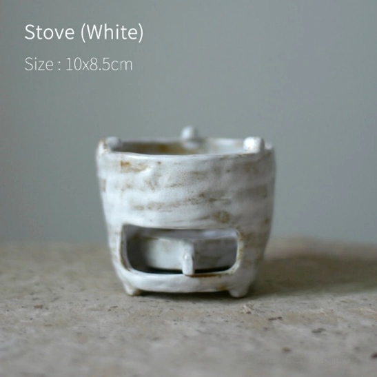 Standalone white ceramic tea warmer stove