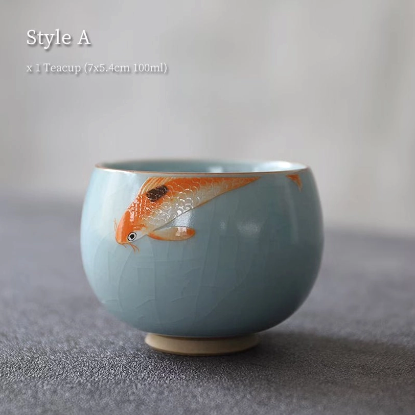 style a 100ml koi design chinese porcelain tea cup