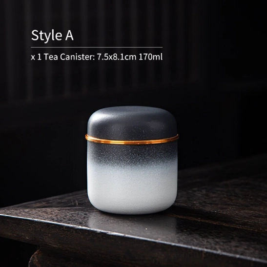 style a and style b gradient tea storage canisters side by side