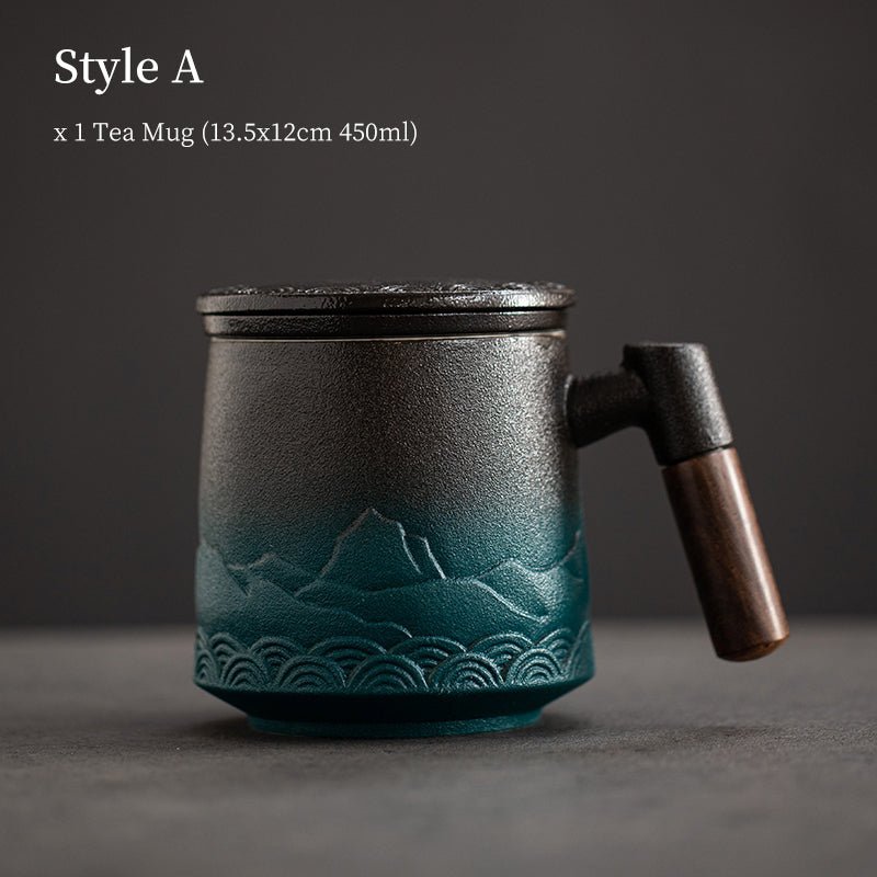 Style A black-green gradient giant tea mug with infuser