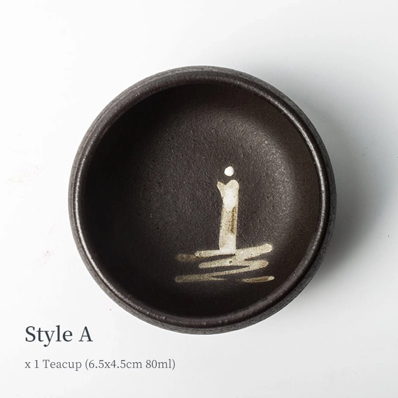 style a black japanese ceramic tea cup interior art view