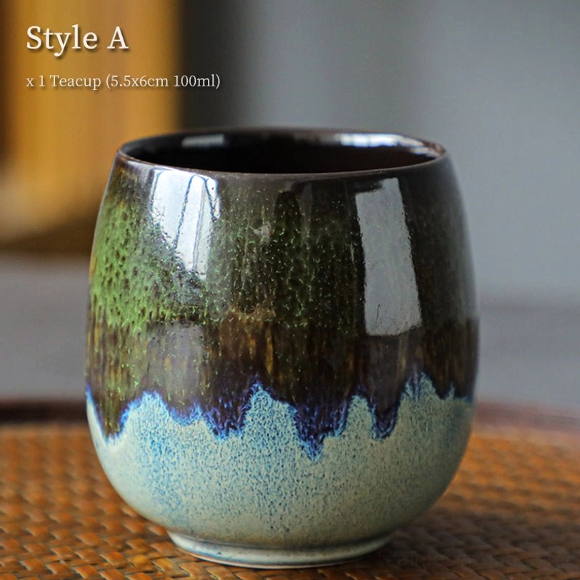 style a green brown gradient jian zhan tea cup