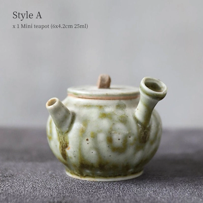 style a green speckled mini side handle ceramic teapot 25ml