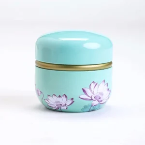 Style A light blue Chinese lotus pattern airtight tea storage canister