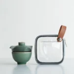 Style A 125ml Longquan celadon glass gaiwan travel tea set full view