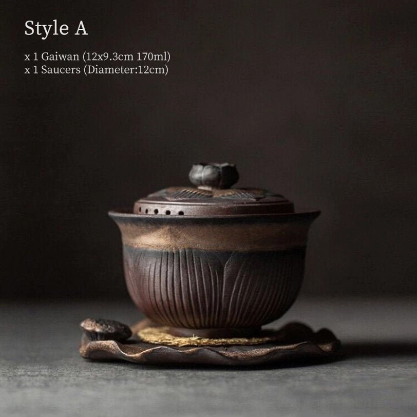 style a lotus knob gaiwan tea cup 170ml