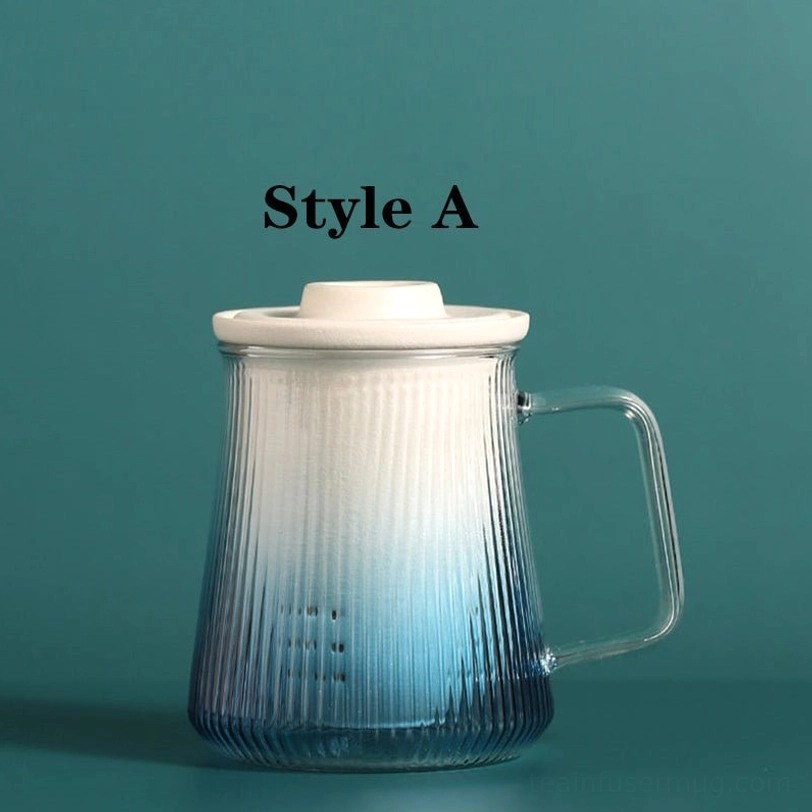 style a plain white ceramic infuser blue gradient glass tea infuser mug