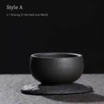 Style A rounded 90ml handcrafted black clay tea bowl for gongfu tea