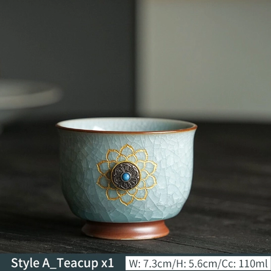 style a chinese ru kiln lotus ceramic tea cup 110ml