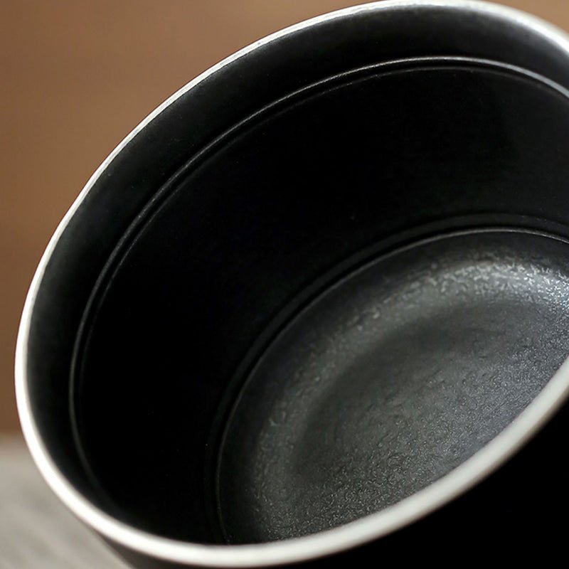 side view of style B 100ml black ceramic gongfu tea bowl