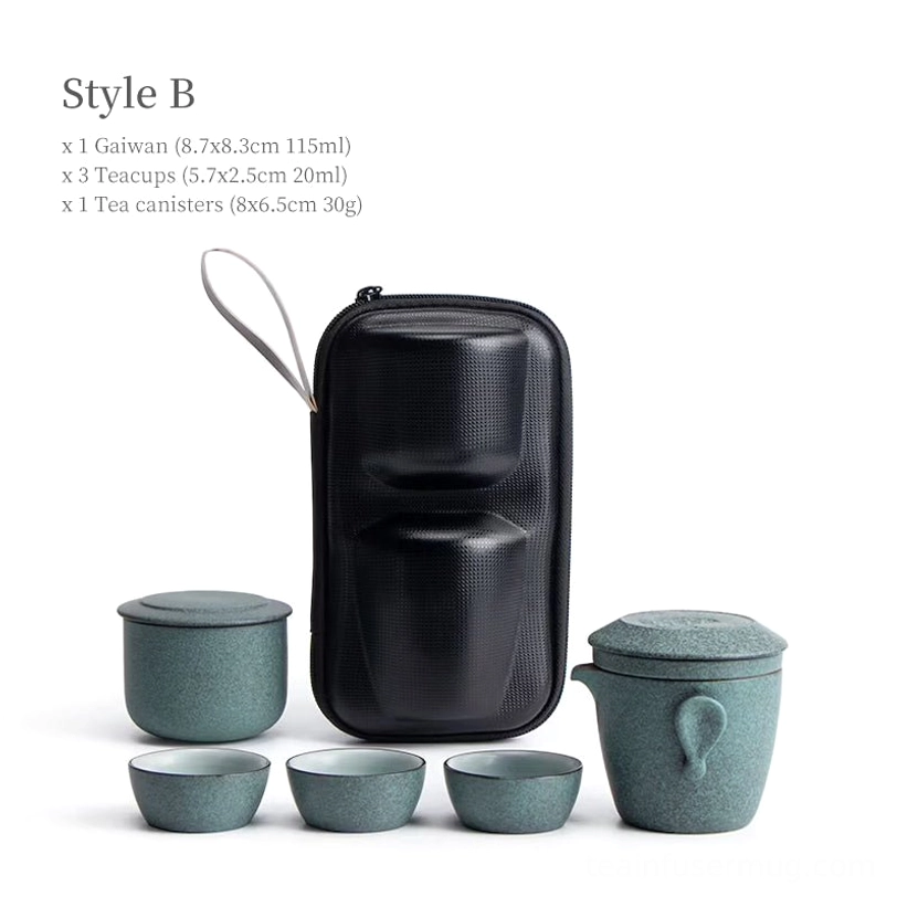 Style B 115ml ceramic travel tea set with small tea canister
