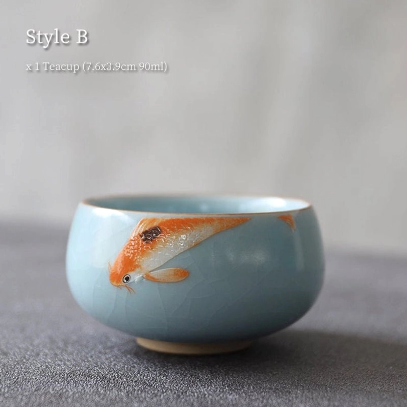 style b 90ml koi design chinese porcelain tea cup