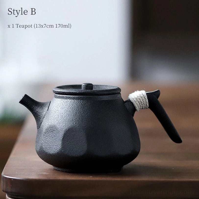 style b black clay teapot 170ml with built-in infuser