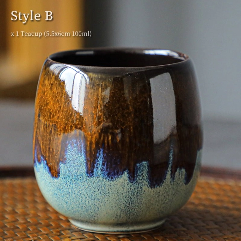 style b brown yellow gradient jian zhan tea cup