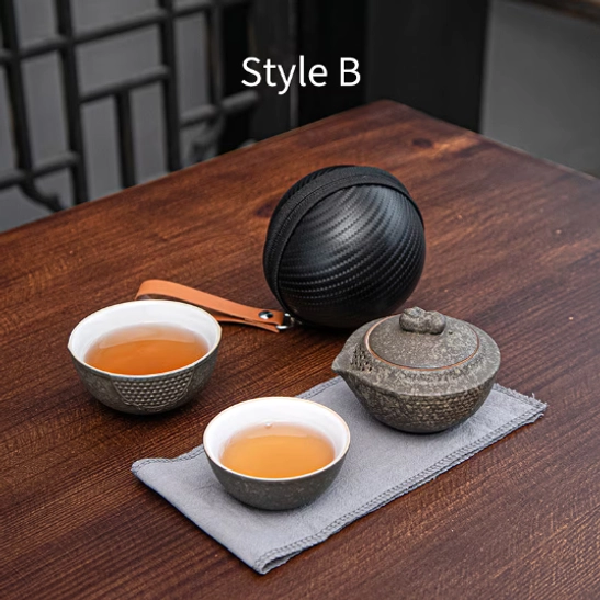 Style B ceramic travel tea set full unboxing view