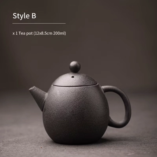 style b matte black japanese clay teapot 200ml