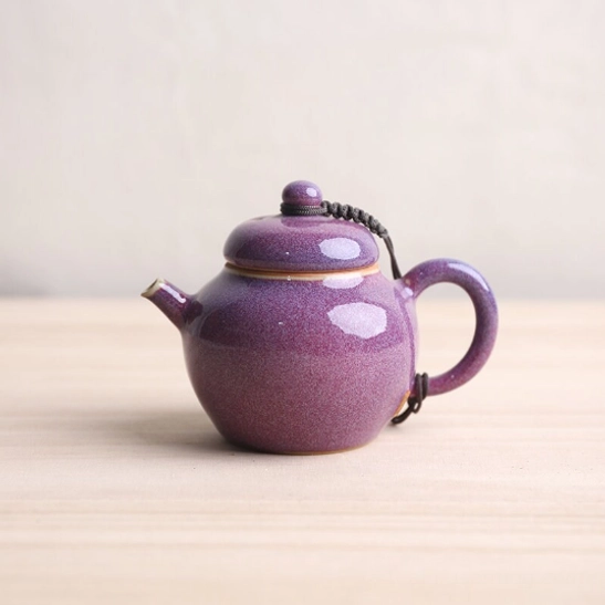 Style B purple gradient glazed 110ml Chinese ceramic teapot with infuser