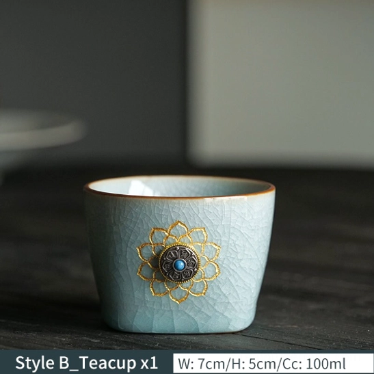 style b chinese ru kiln lotus ceramic tea cup 100ml