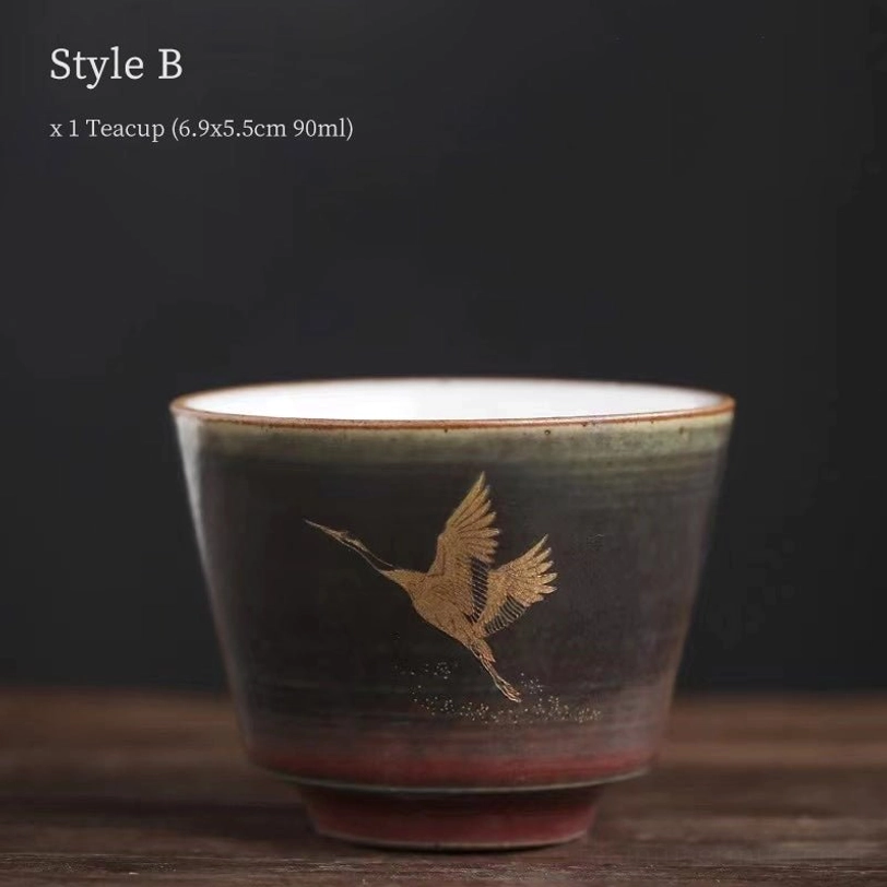 style b single flying gold crane chinese tea cup