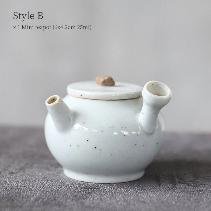 style b white black speckled mini ceramic teapot with infuser 25ml