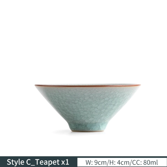 style c hat-shaped 80ml ru kiln ice crackle tea cup
