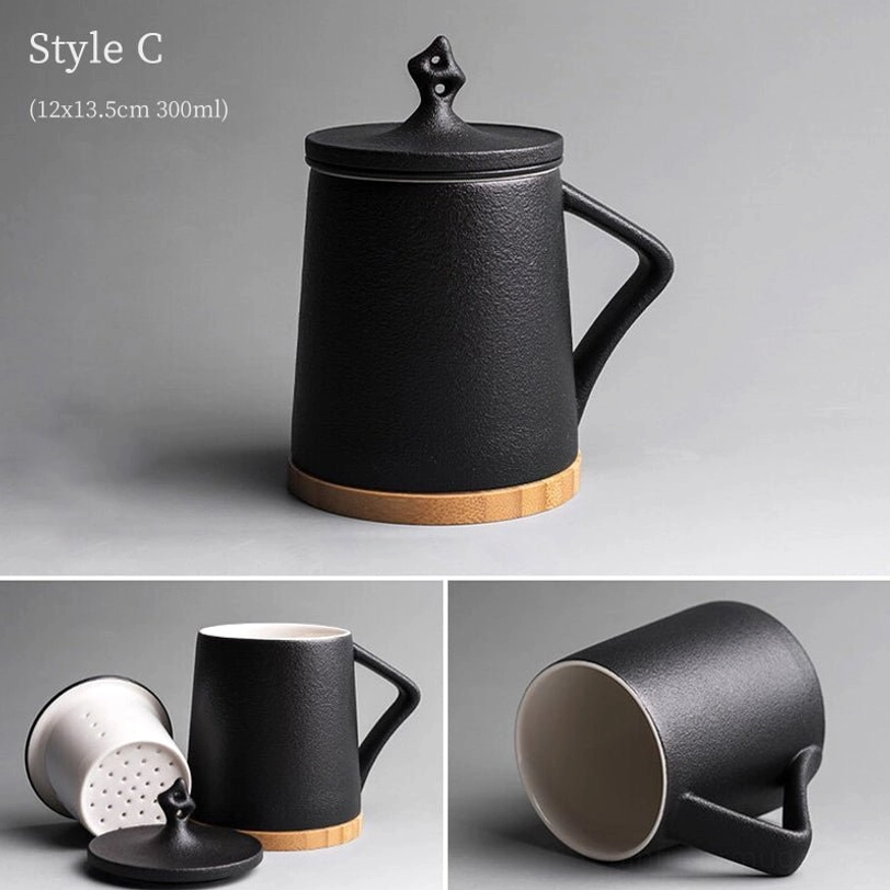 style c black ceramic tea infuser mug with matching ceramic handle