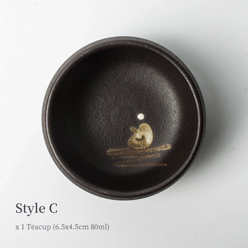 style c black japanese ceramic tea cup interior art view