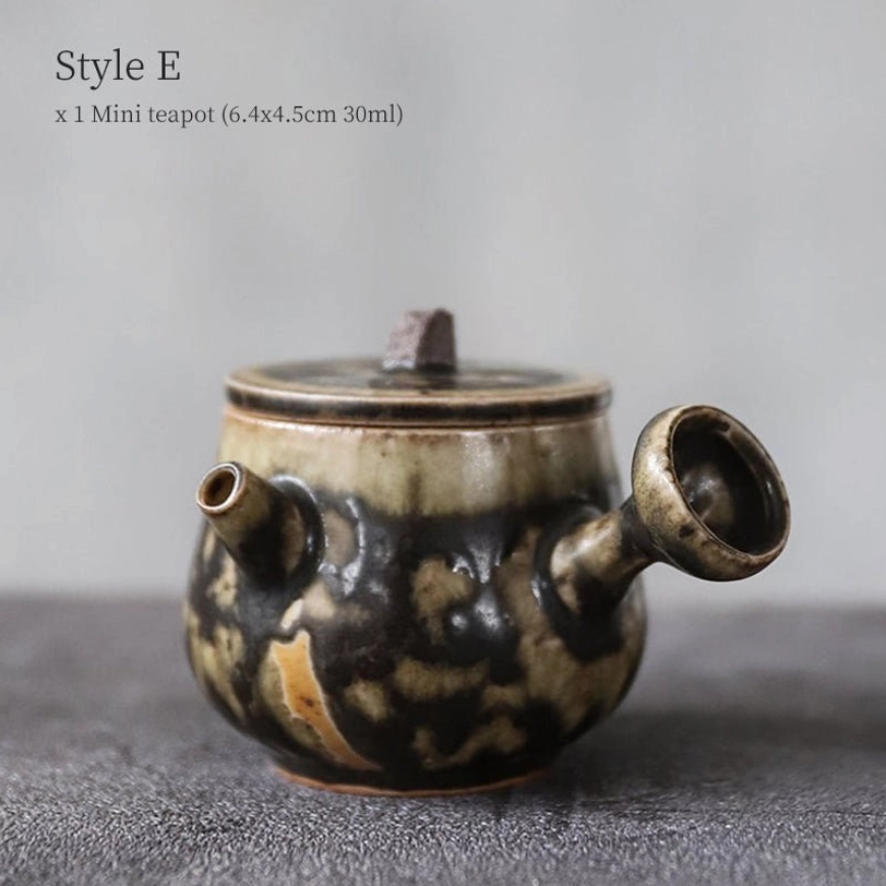 style c green textured mini side handle ceramic teapot 25ml