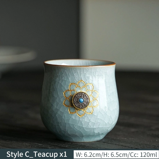 style c chinese ru kiln lotus ceramic tea cup 120ml