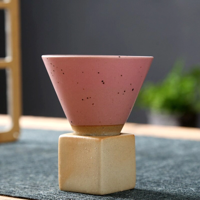 Style D beige speckled Japanese ceramic tea cup with natural texture