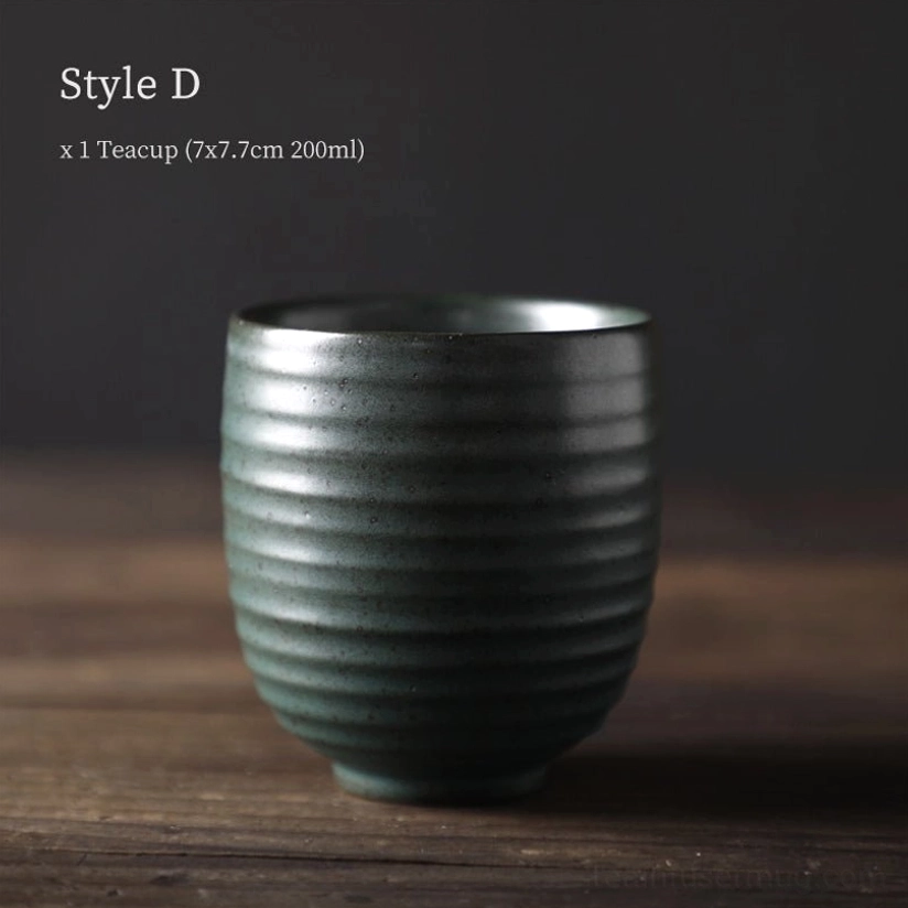 style D dark green vintage Chinese clay tea cup side view