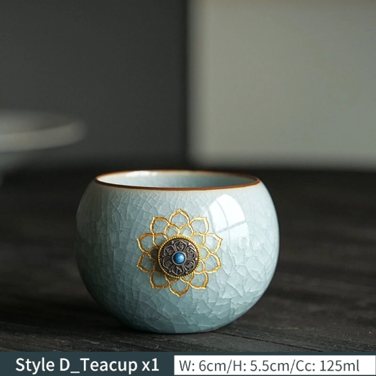 style d chinese ru kiln lotus ceramic tea cup 125ml