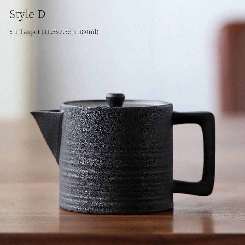 style d square black clay teapot 180ml with infuser
