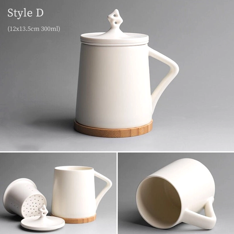 style d white ceramic tea infuser mug with matching straight ceramic handle